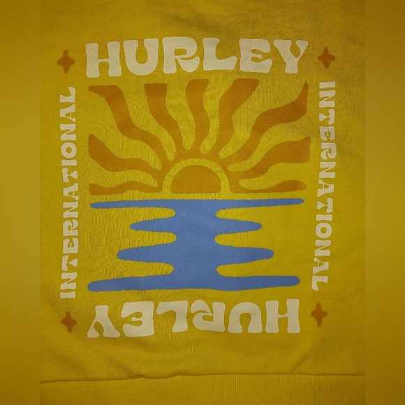 Hurley Cotton Cropped Boxy Skater Yellow Sun Graphic Sweatshirt - Picture 7 of 7